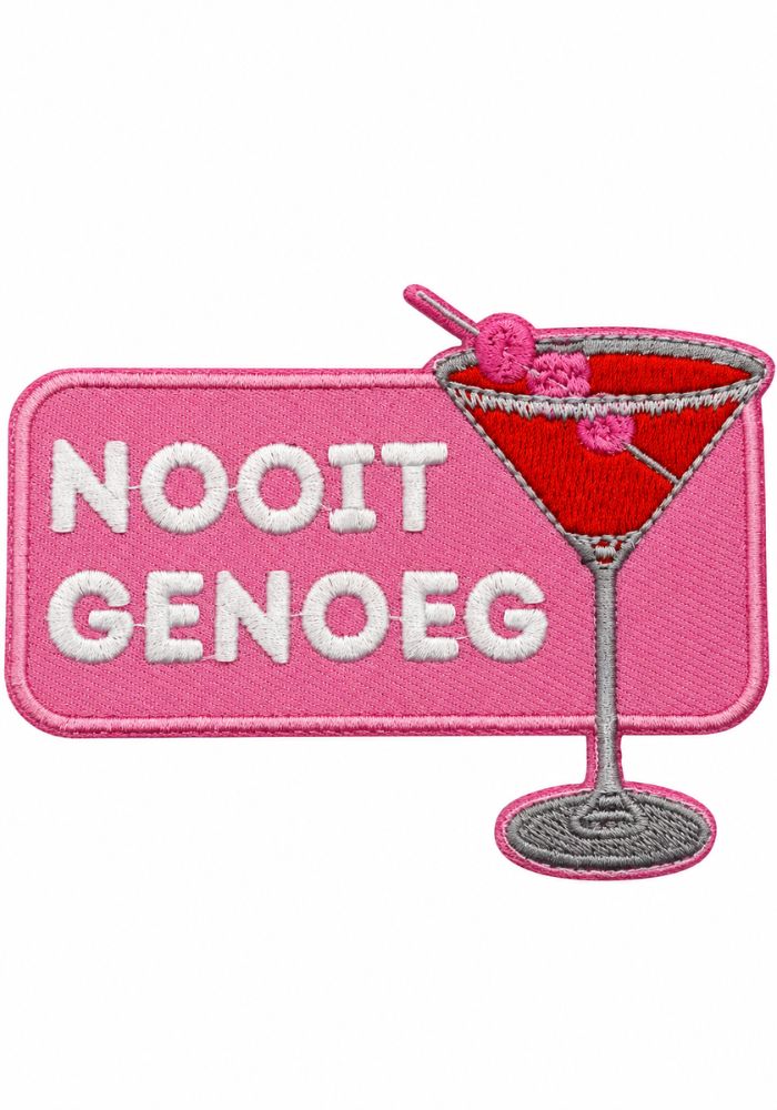 Nooit Genoeg (Cocktail) - Carnavals Embleem - - Carnavalsjas Store