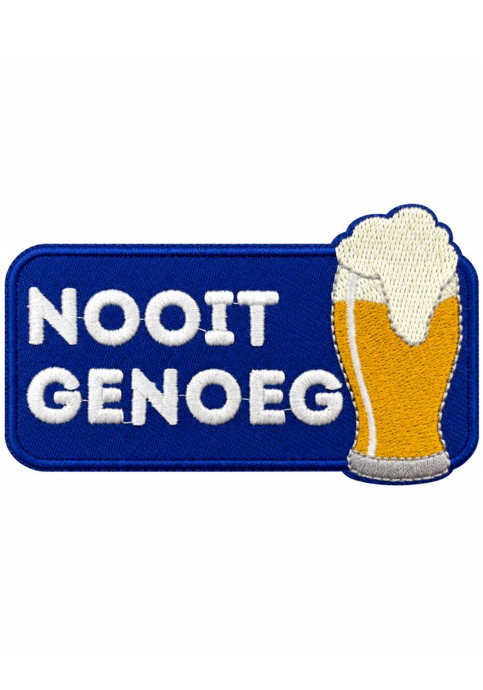 Nooit Genoeg (Bier) - Carnavals Embleem - - Carnavalsjas Store